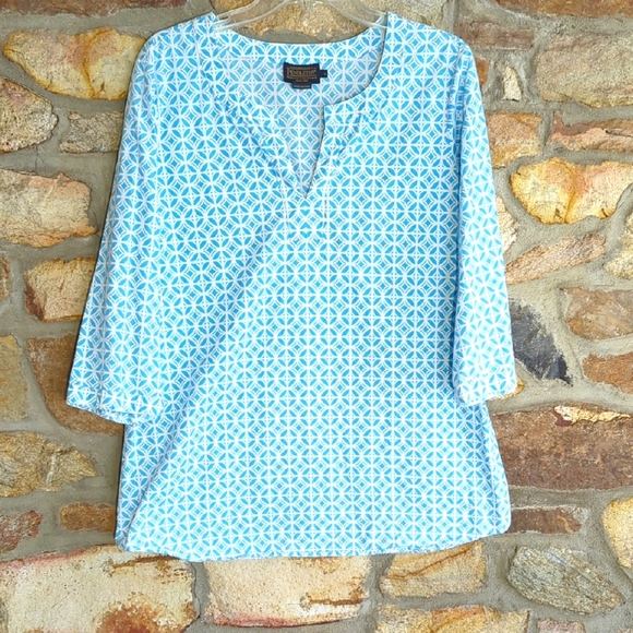 Pendleton Tops - Pendleton Blue And White Cotton Top